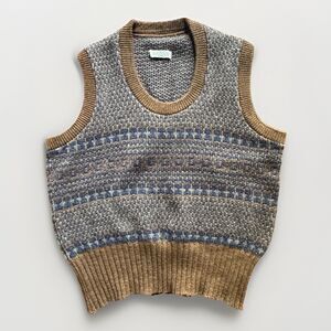Vintage Wool Sweater Vest 70s Grandpa Academia Womens Size XL